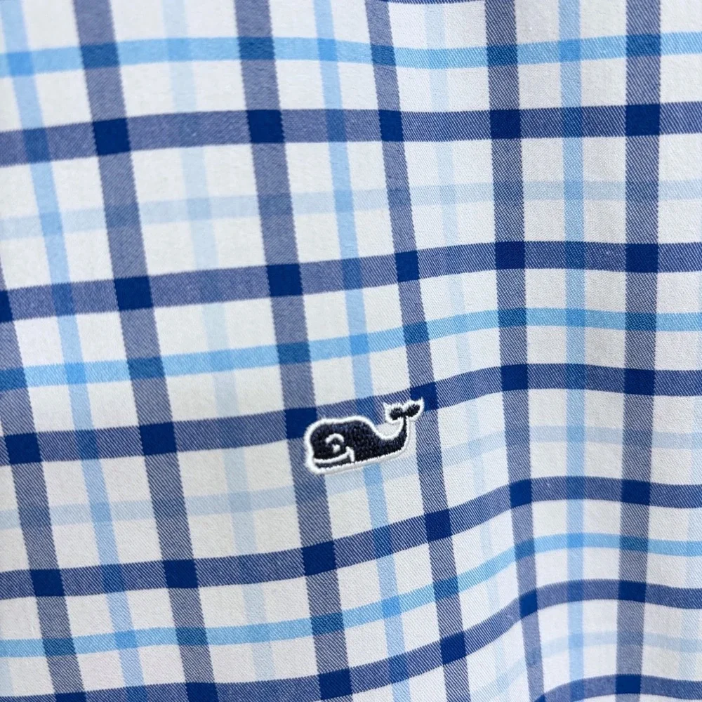 Youth Gingham Plaid Vineyard Vines On The Go Performance Button Shirt XL Brrr‎